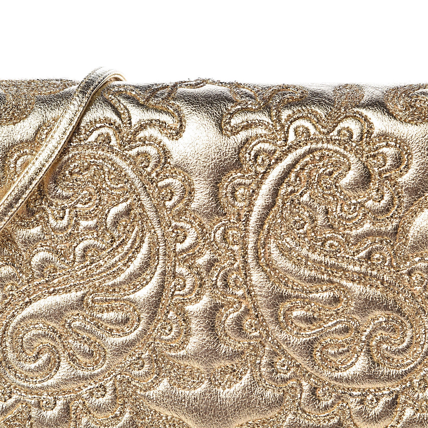Judith Leiber Metallic Calfskin Embroidered Tassel Shoulder Bag Gold 10 of 11