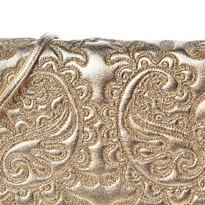 Judith Leiber Metallic Calfskin Embroidered Tassel Shoulder Bag Gold 10 of 11