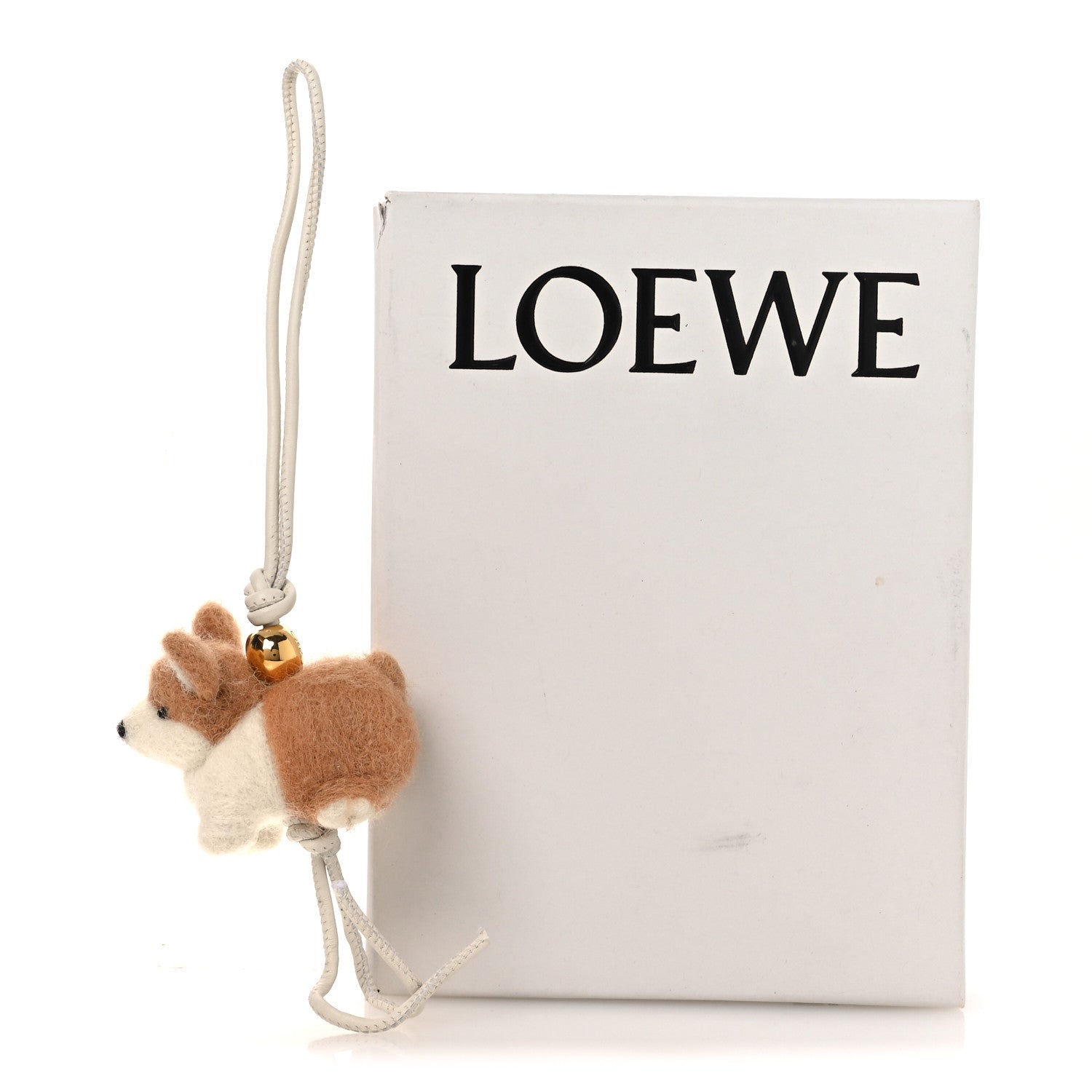 Loewe Calfskin Felt Corgi Bag Charm Soft Soft White Orange 7 of 7