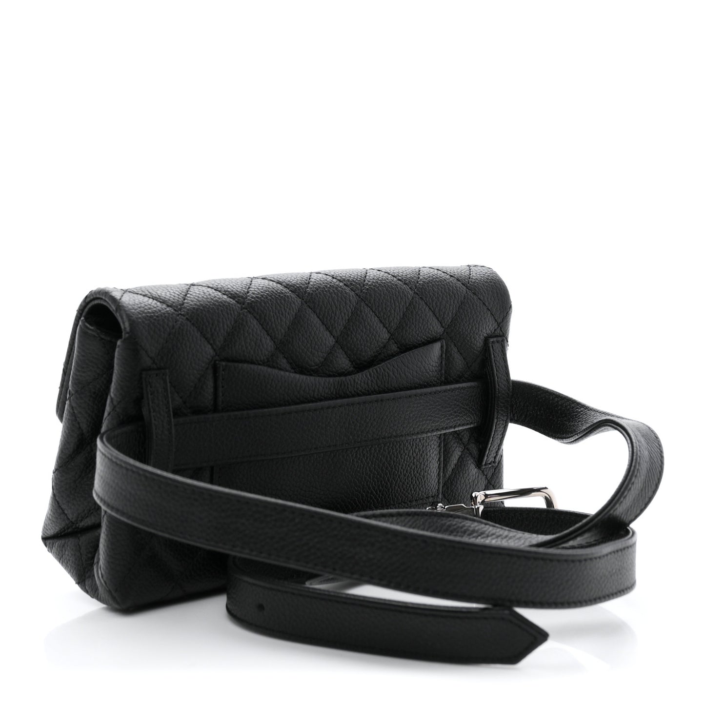 Grained Calfskin Quilted 2.55 Reissue Flap Belt Bag Clutch Black