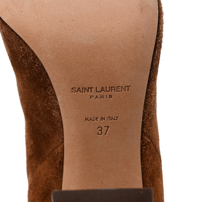Saint Laurent Suede Tanger Tassel Ankle Boots 37 Brown 6 of 10