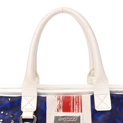 Jimmy Choo Denim Calfskin Studded Union Jack Print Tote 14 of 15