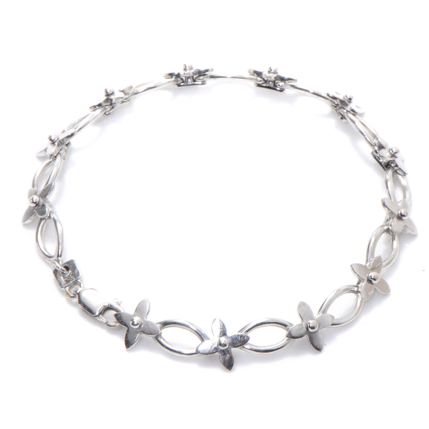 Louis Vuitton 18k White Gold Quatrefoil Bracelet M 1 of 3