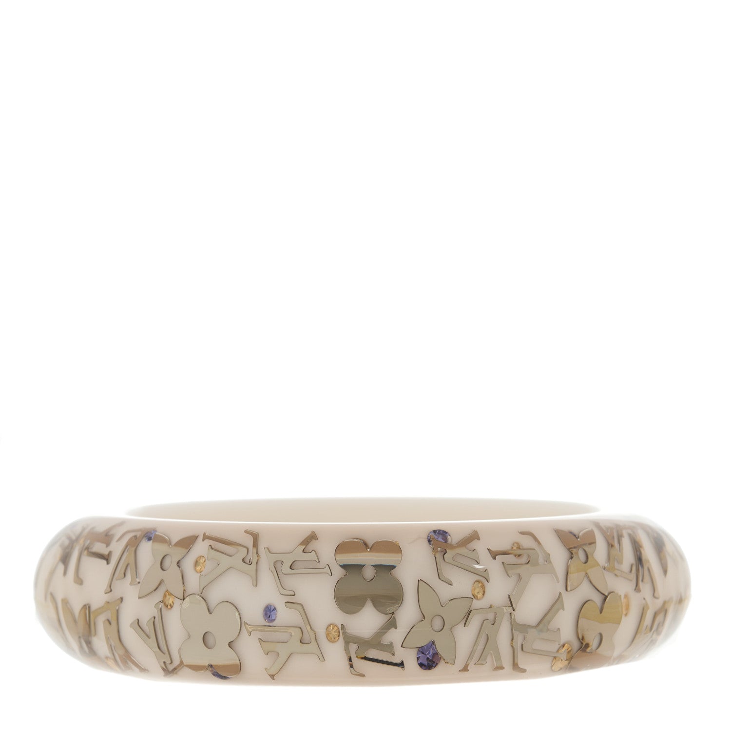 Louis Vuitton Resin Swarovski Medium Inclusion Bracelet GM White 1 of 4