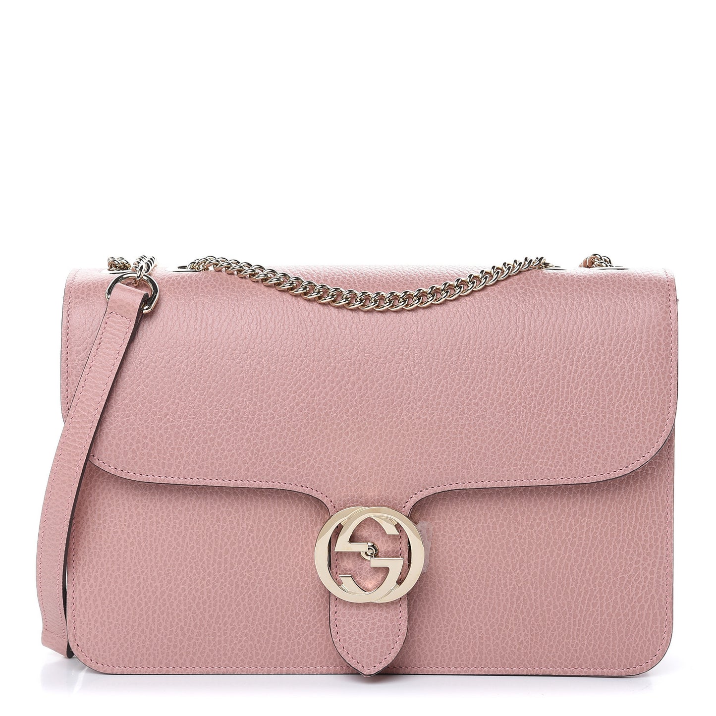 Dollar Calfskin Interlocking G Shoulder Bag Soft Pink