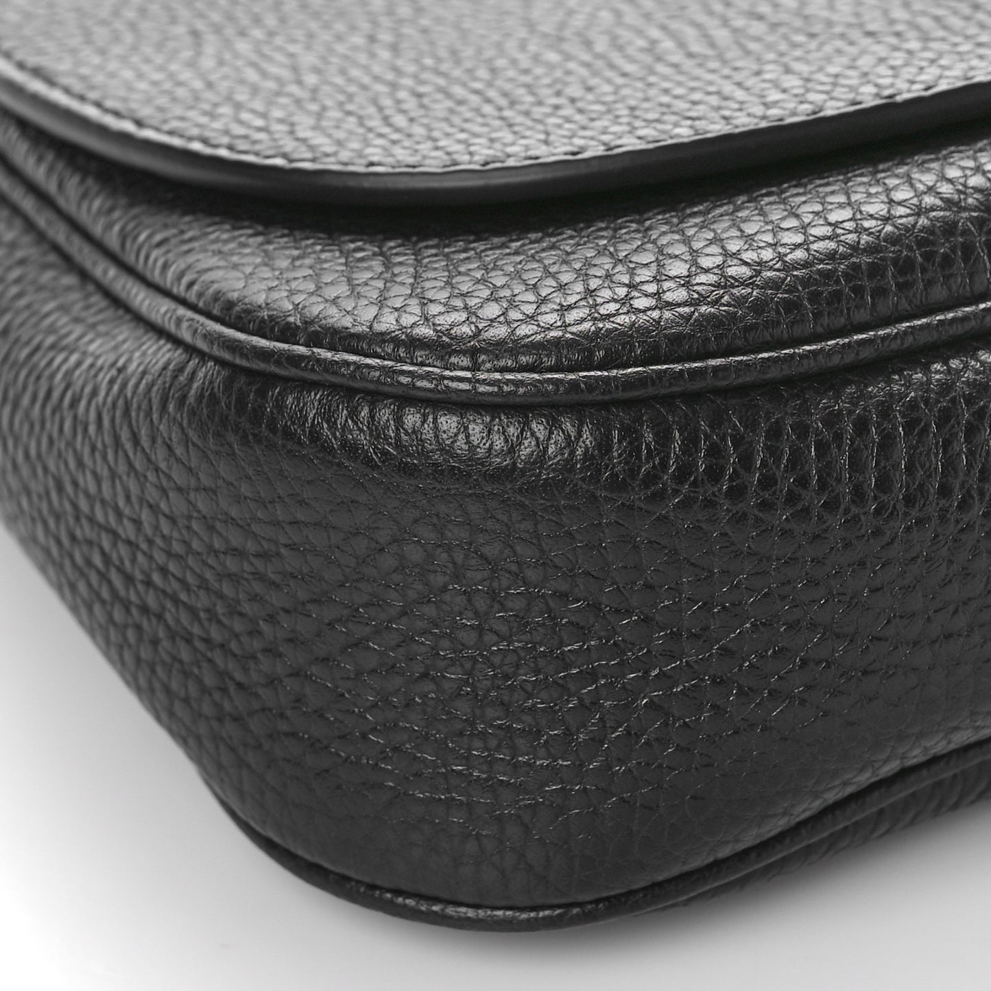 Pebbled Calfskin Medium Soho Flap Crossbody Black
