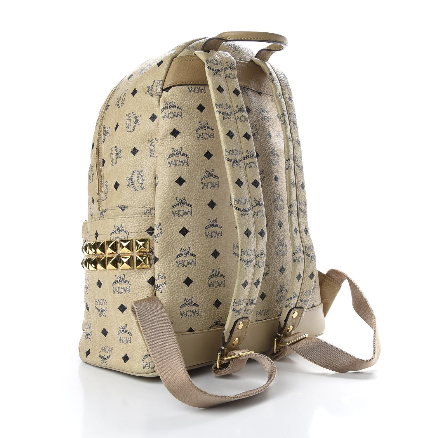 MCM Visetos Medium Side Studs Stark Backpack Beige 2 of 13