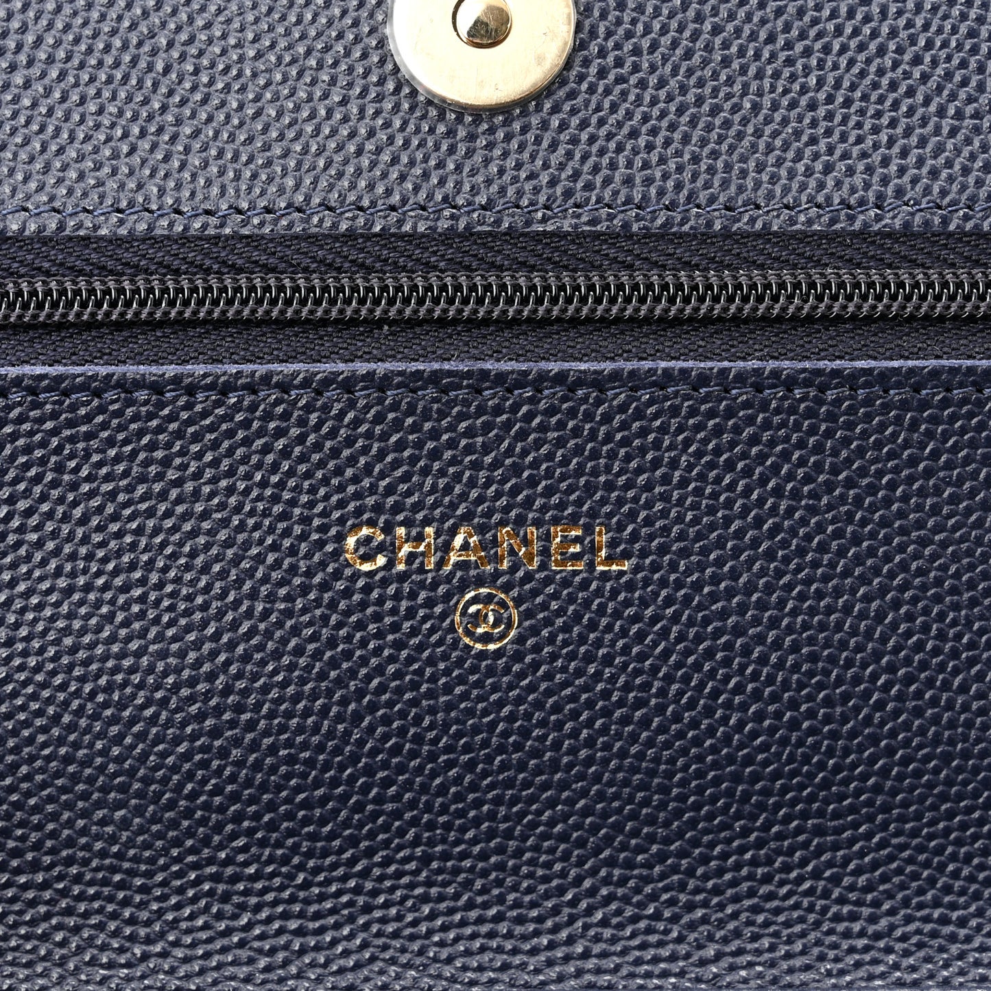 Caviar Quilted Wallet On Chain WOC Navy Blue