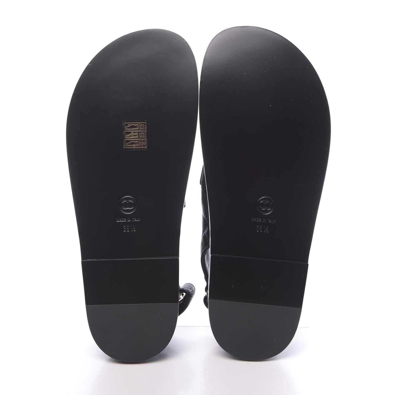 Chanel Grained Calfskin Velcro Dad Sandals 38.5 Black 5 of 8