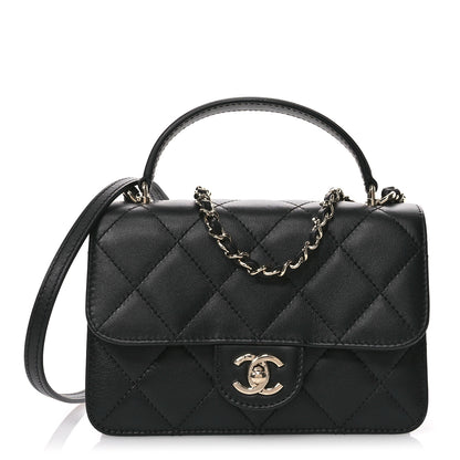 Chanel Calfskin Quilted Small Top Handle Flap Black 1 of 11