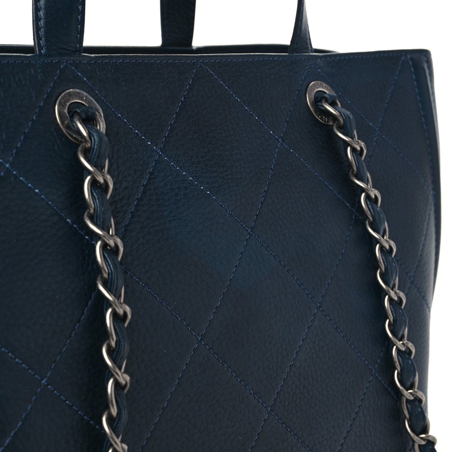Deerskin Stitched Medium CC Shopping Tote Navy