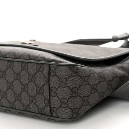 Gucci Tender GG Supreme Monogram Textured Dollar Calfskin Ophidia Messenger Bag Grey Black Graphite Grey 9 of 9