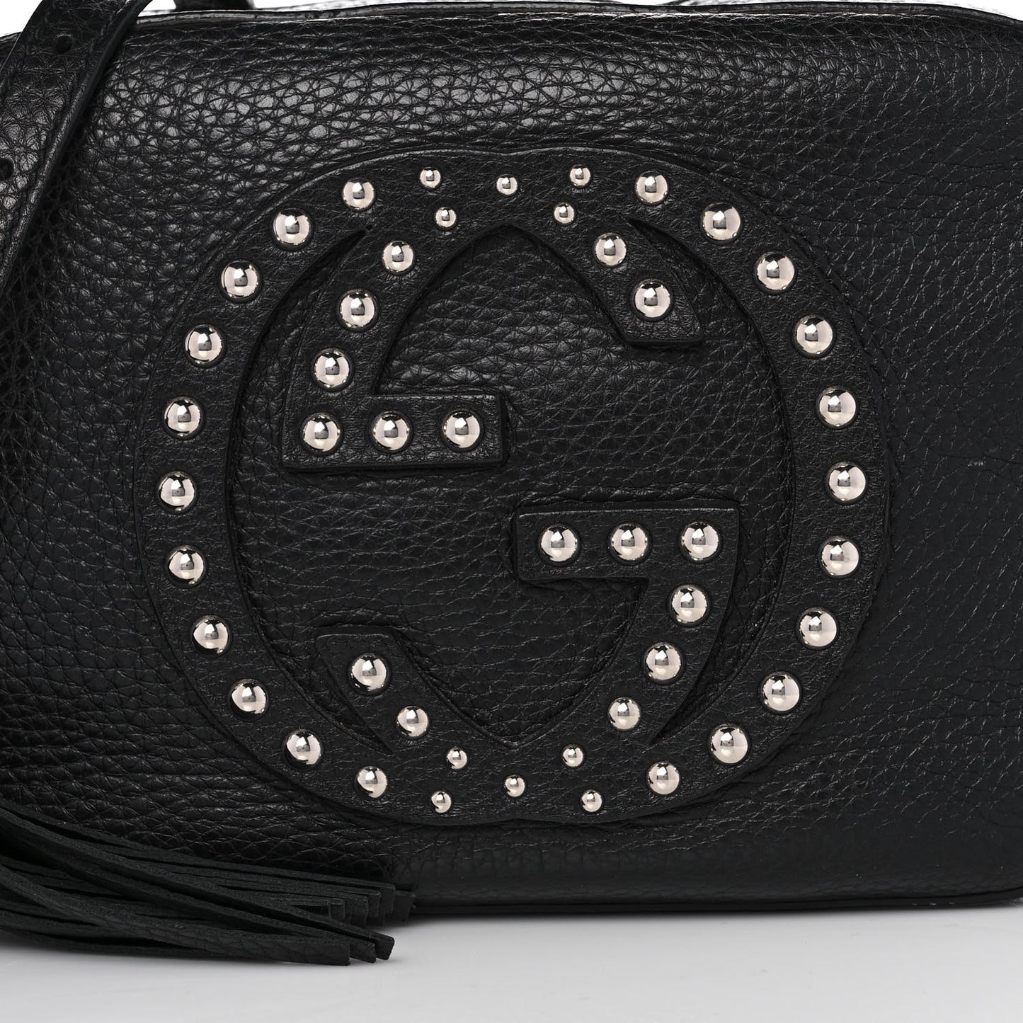 Pebbled Calfskin Studded Small Soho Disco Bag Black