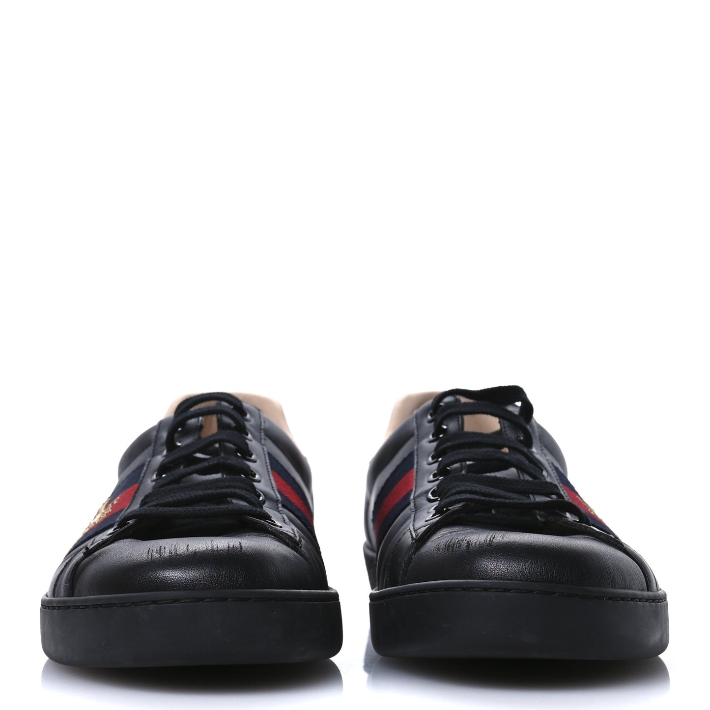 Miro Soft Calfskin Laminated Ayers Web Bee Embroidered Mens Ace Sneakers 9.5 Black Red Flame Night