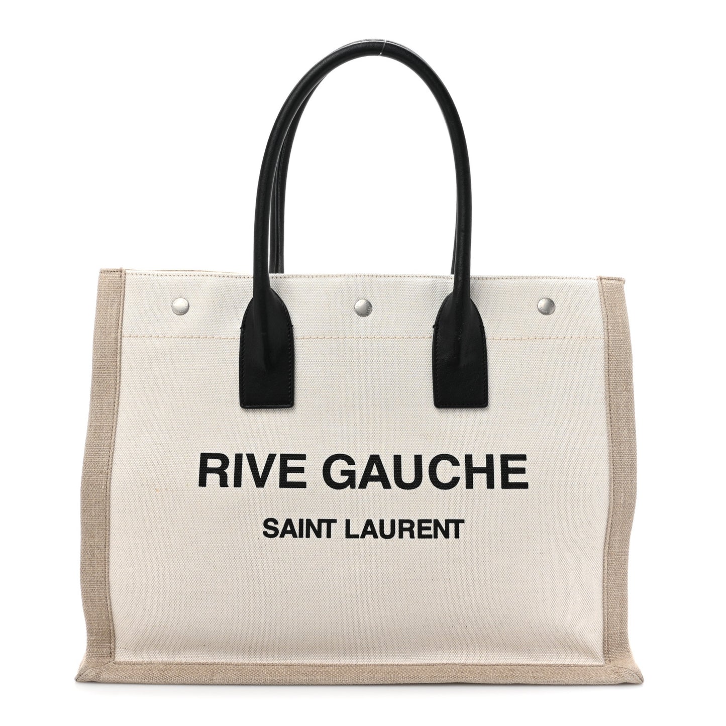 Linen Calfskin Small Rive Gauche Tote Optic White