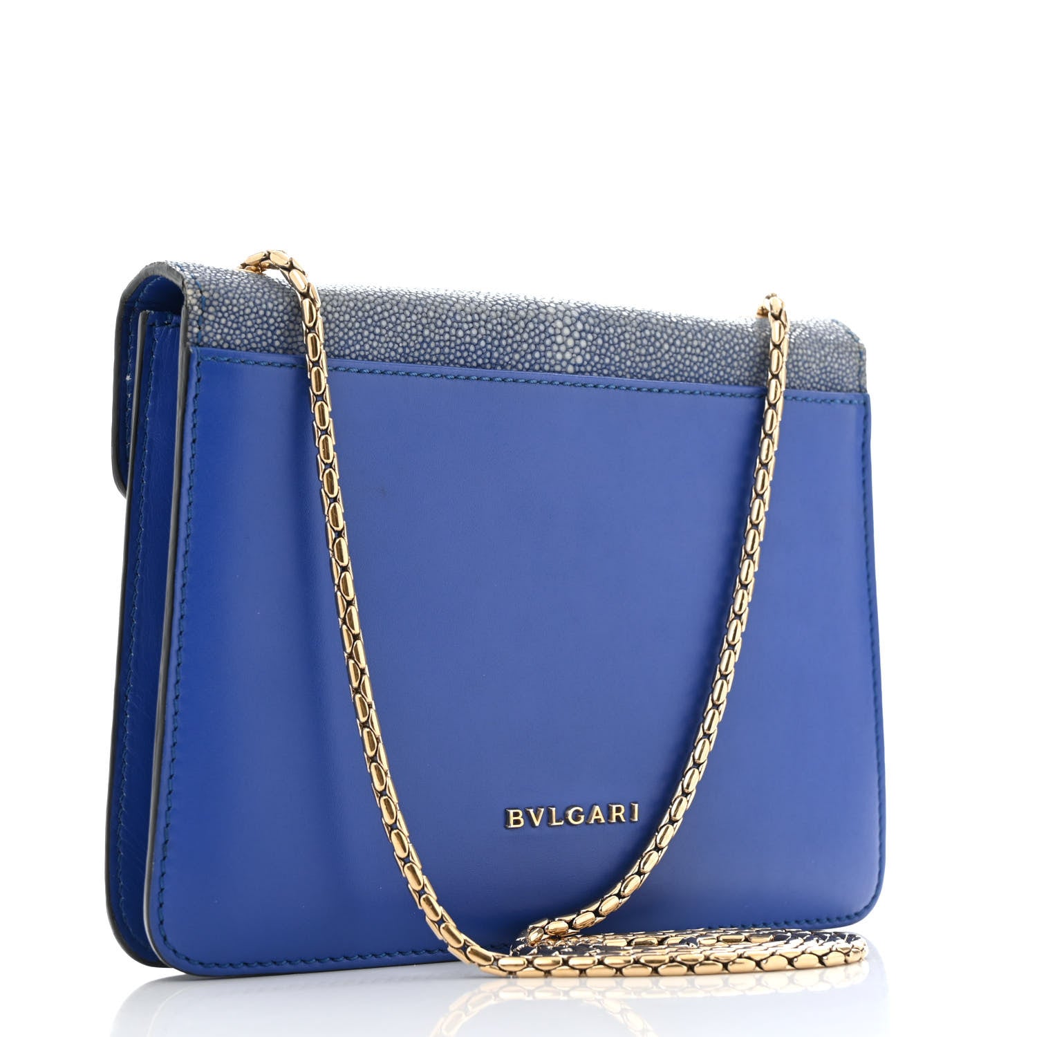 Bulgari Galuchat Calfskin Serpenti Forever Crossbody Bag Blue 3 of 15