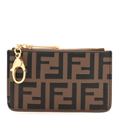 Fendi Vitello Soft F is Fendi Bi-Color FF 1974 Embossed Key Case Pouch Maya Black 1 of 8