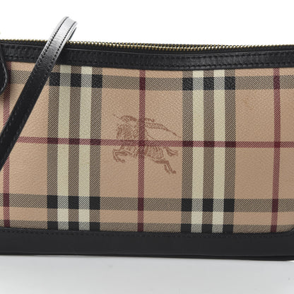 Burberry Haymarket Check Small Peyton Crossbody Clutch Bag Chocolate 10 of 10