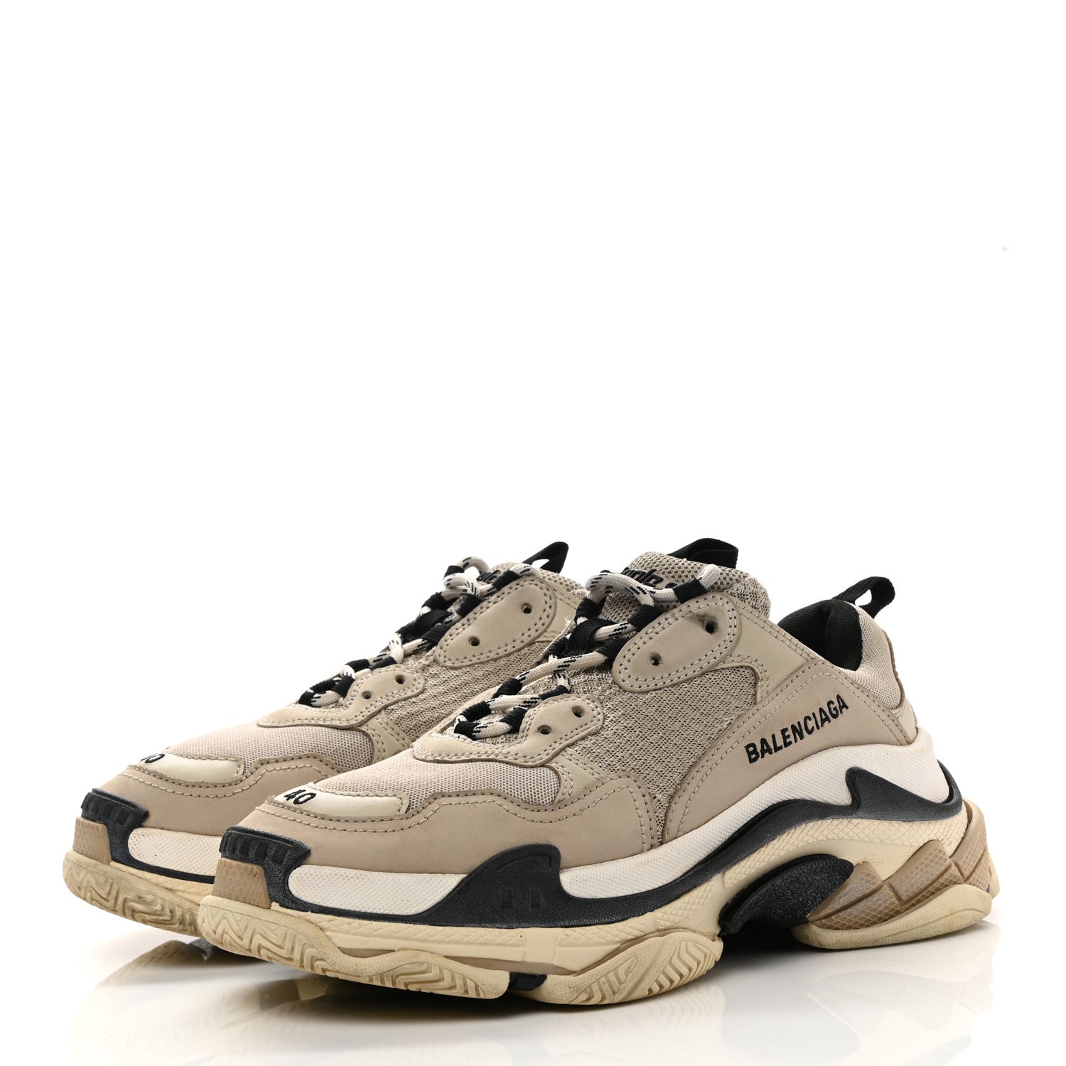 Balenciaga Fabric Mesh Womens Triple S Sneakers 40 Beige Black 3 of 10