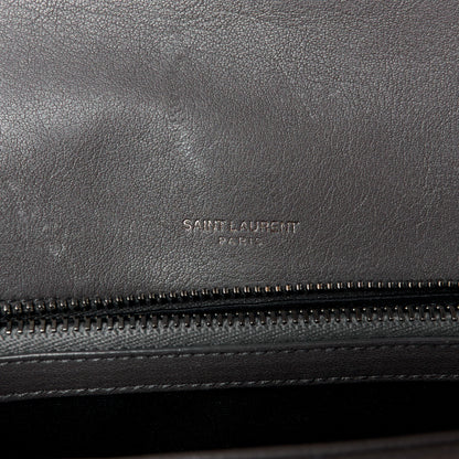 Saint Laurent Sheepskin Matelasse Chevron Monogram Medium College Bag Asphalt 6 of 11