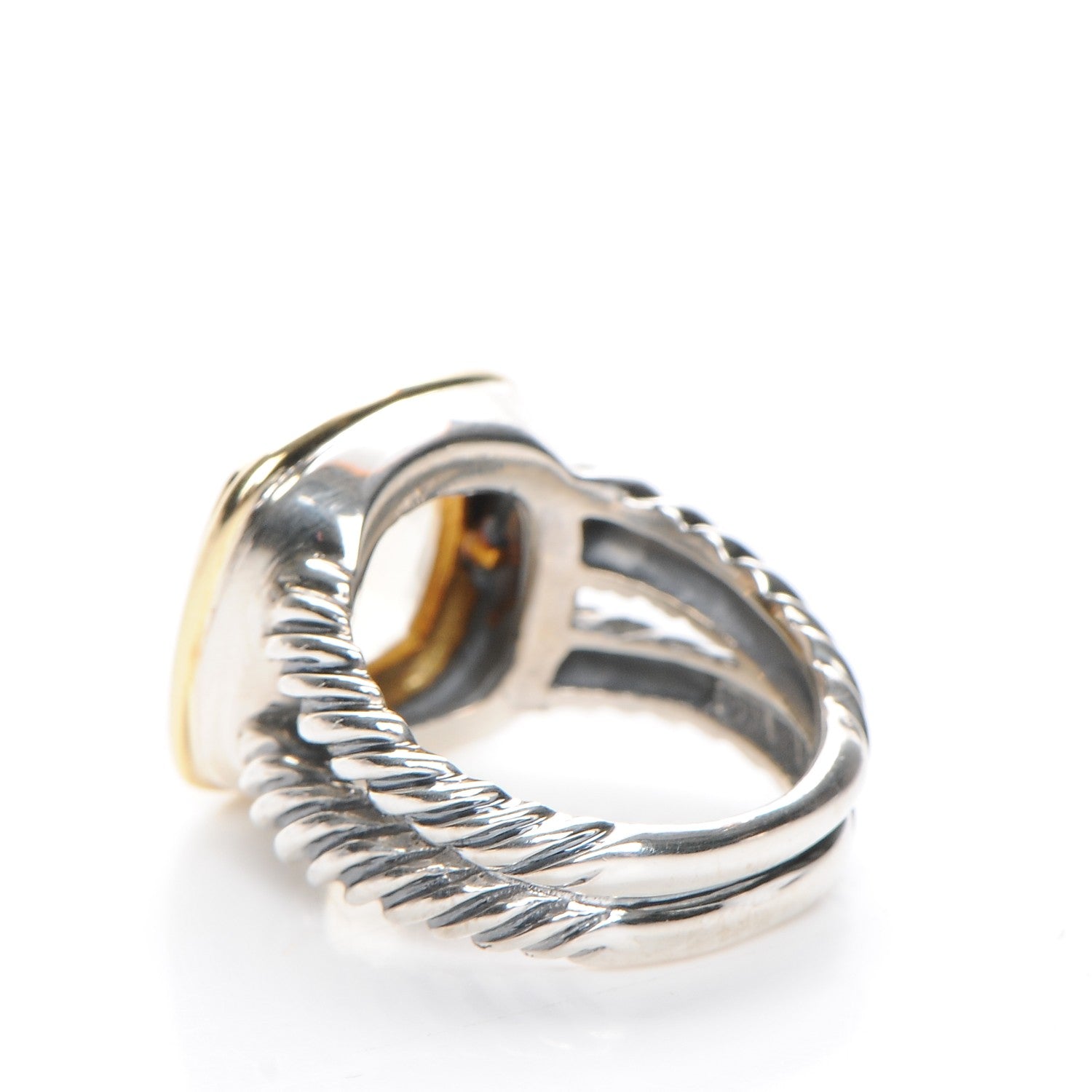 David Yurman Sterling Silver 18K Yellow Gold Champagne Citrine 11mm Albion Ring 52 6 3 of 7