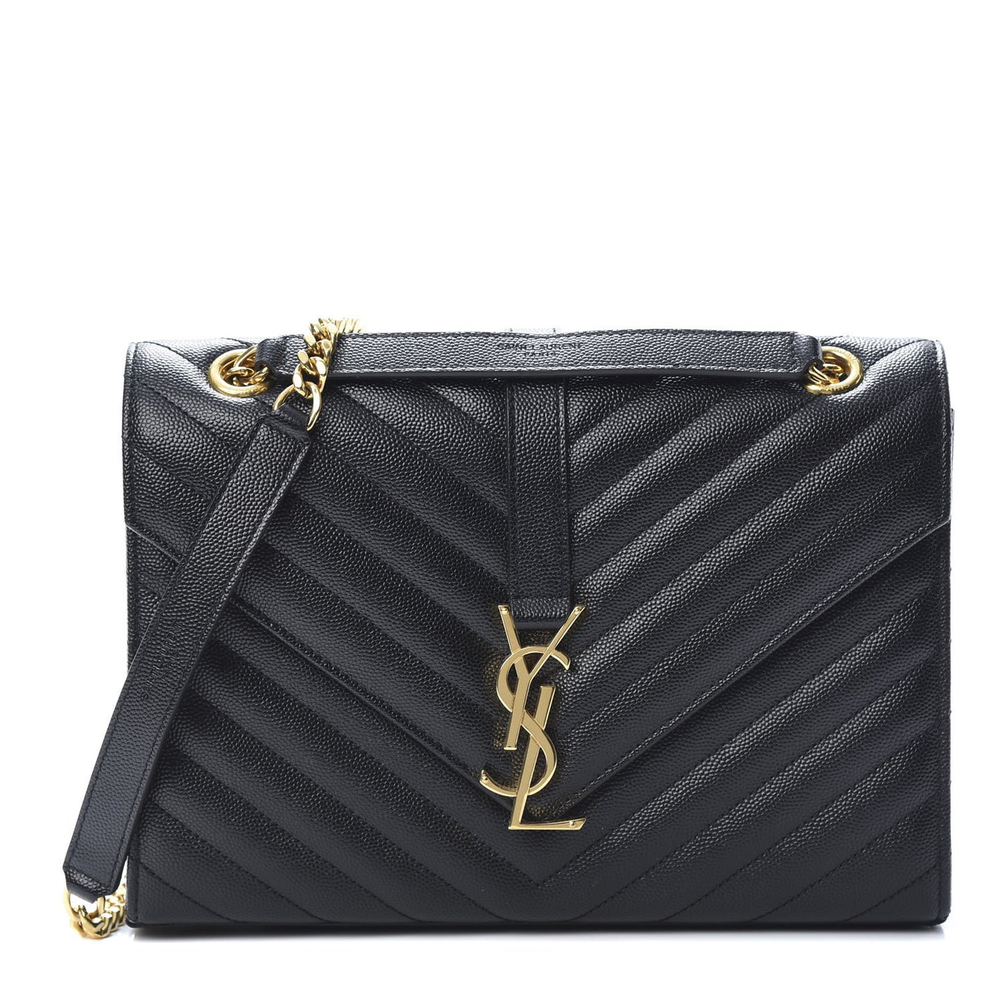 Grain De Poudre Matelasse Chevron Medium Monogram Satchel Black