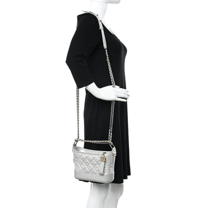 Chanel Metallic Aged Calfskin Quilted Small Gabrielle Hobo Silver 2 of 12