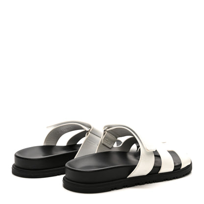 Hermes Calfskin Womens Chypre Sandals 37 White 5 of 12