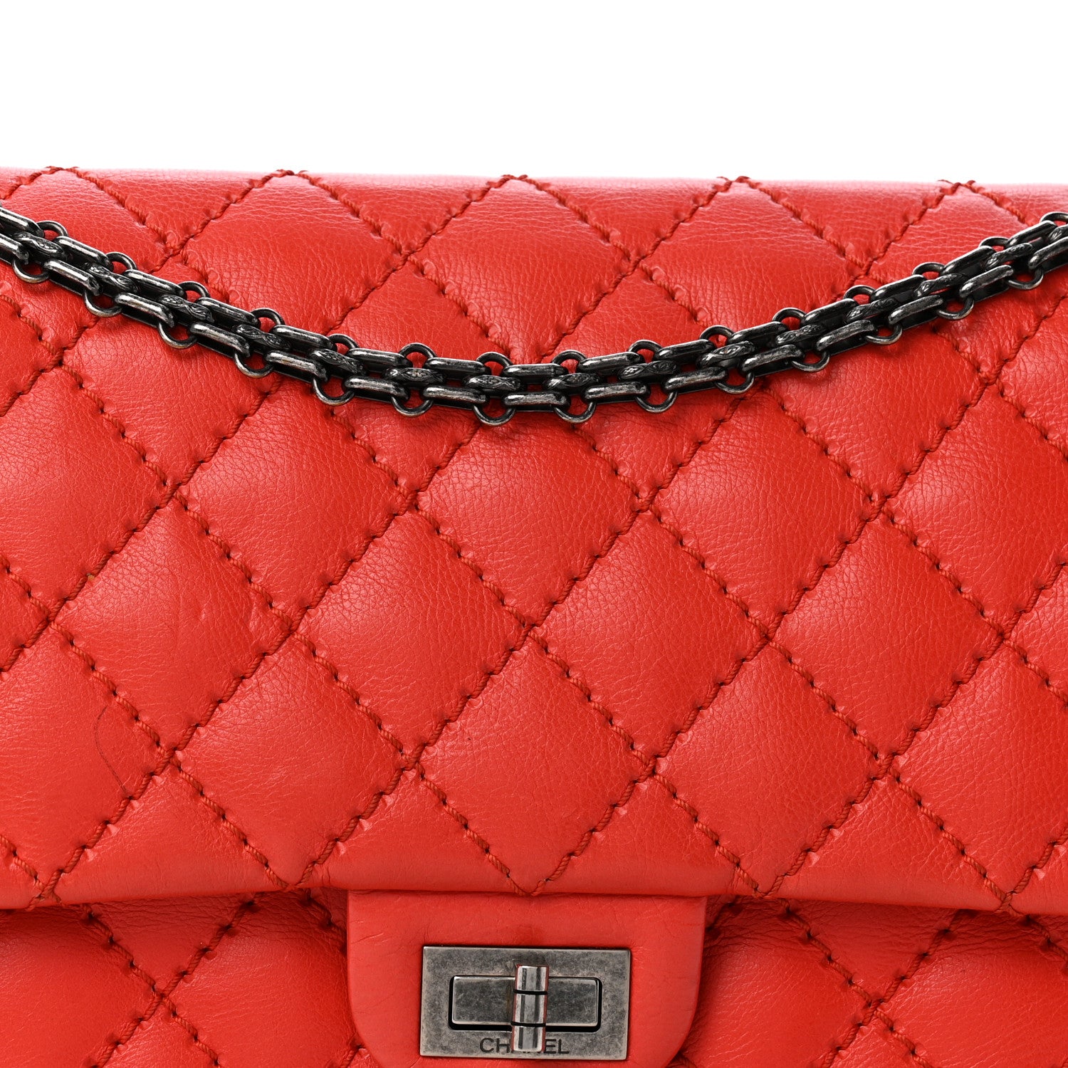 Chanel Calfskin Stitched 2.55 Reissue 226 Flap Red 7 of 12