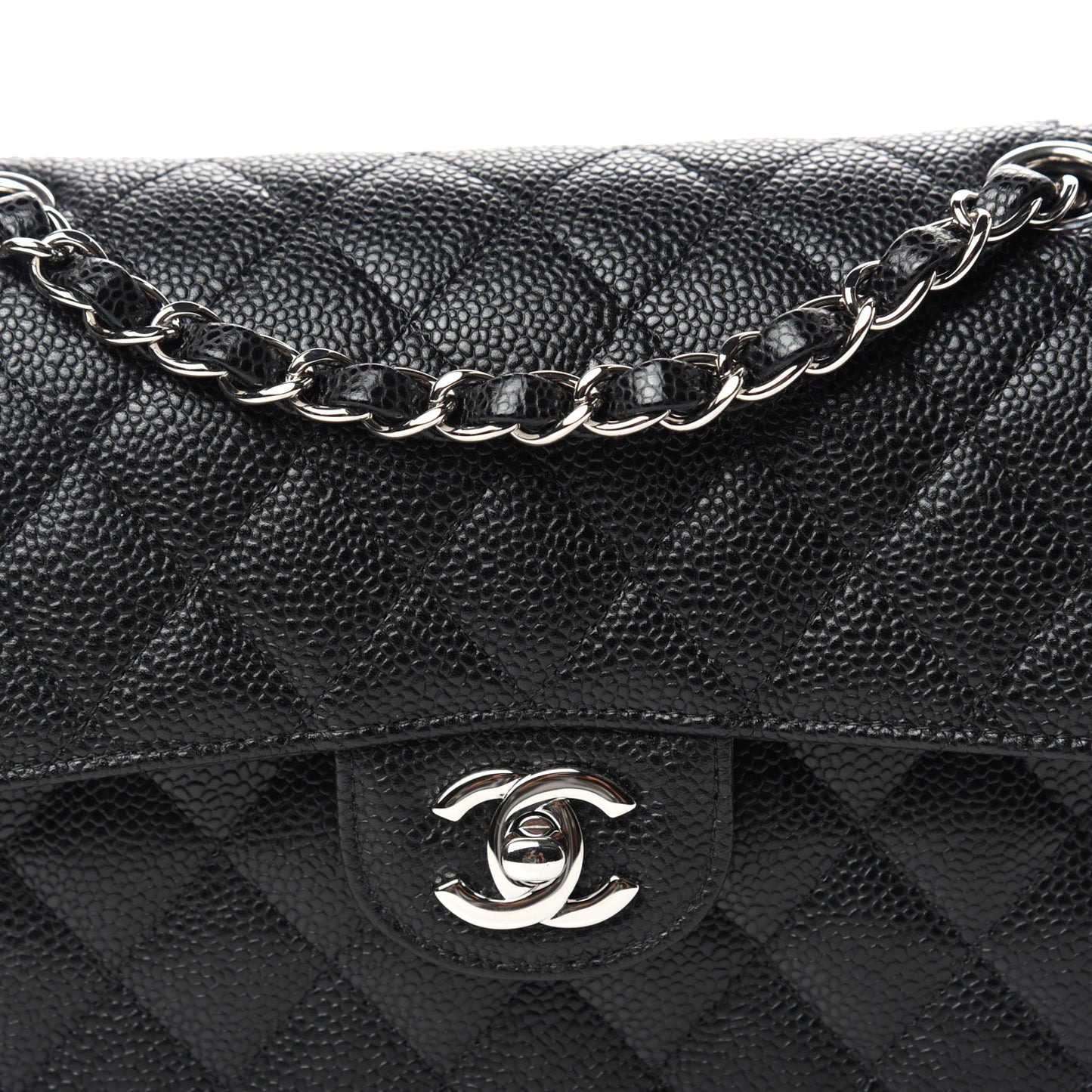 Caviar Quilted Small Double Flap Black