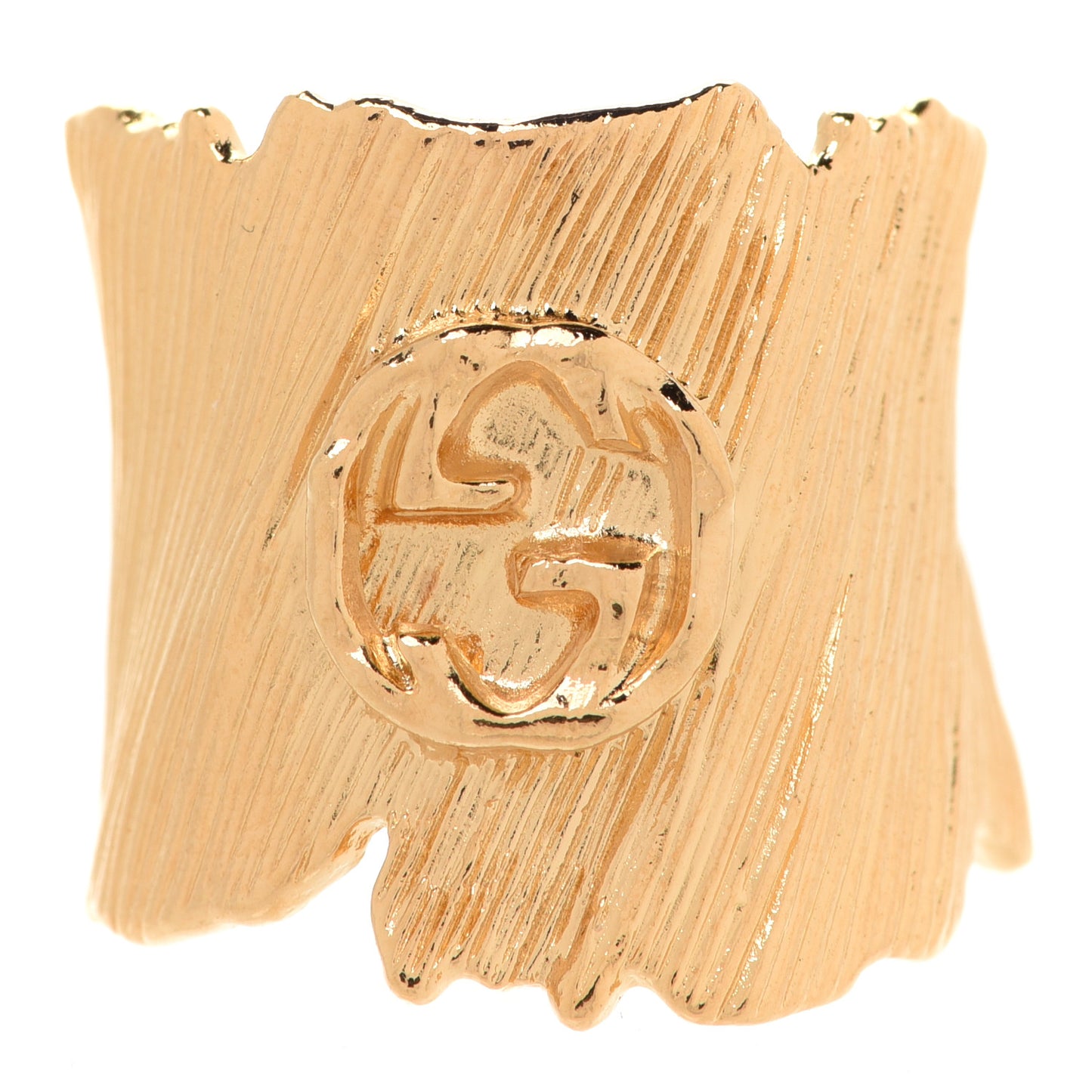 Textured Metal Interlocking G Ring S Gold