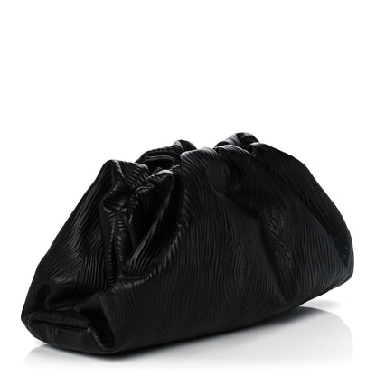 Bottega Veneta Bark Calfskin Embossed The Pouch Oversized Clutch Black 3 of 11