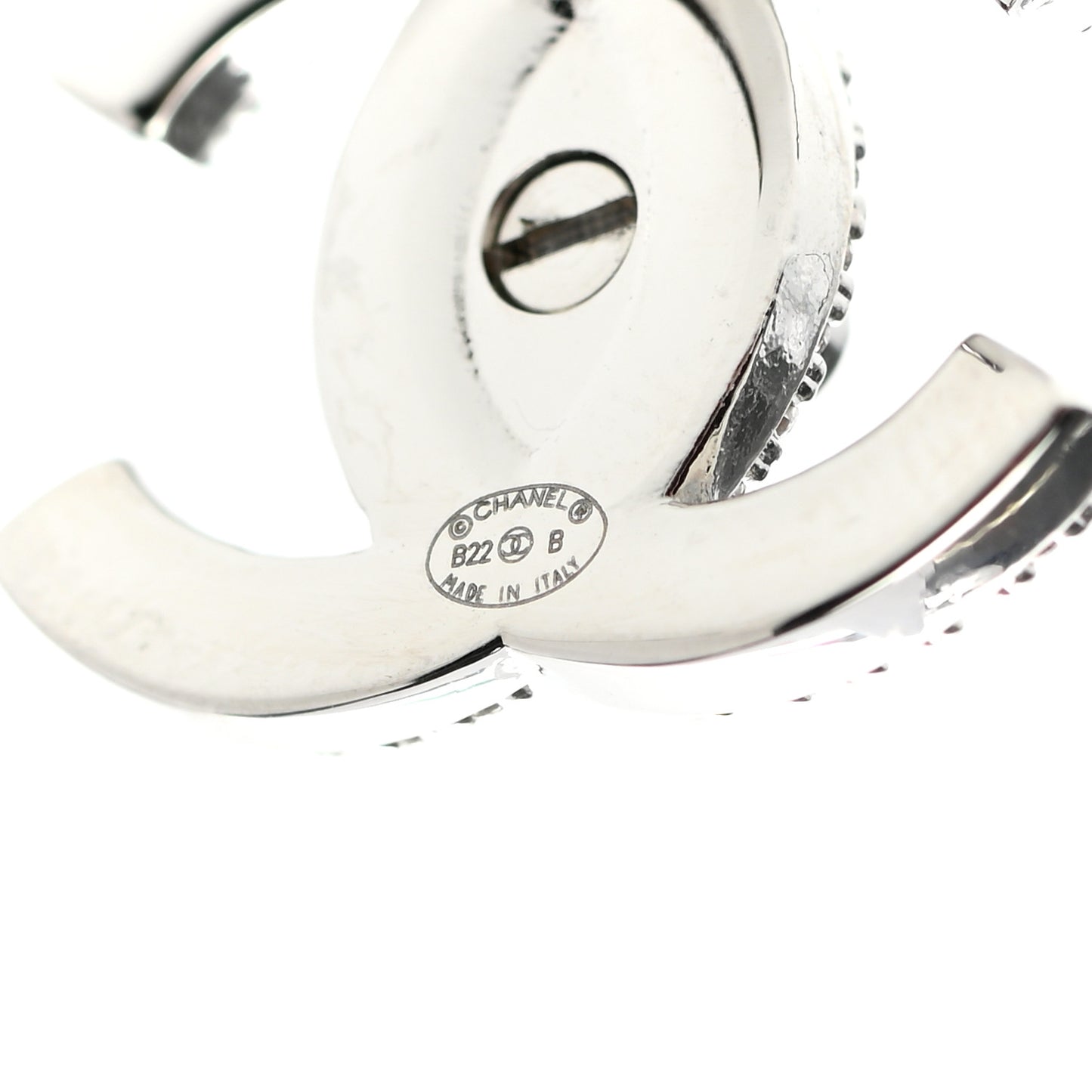 Crystal CC Turnlock Earrings Silver
