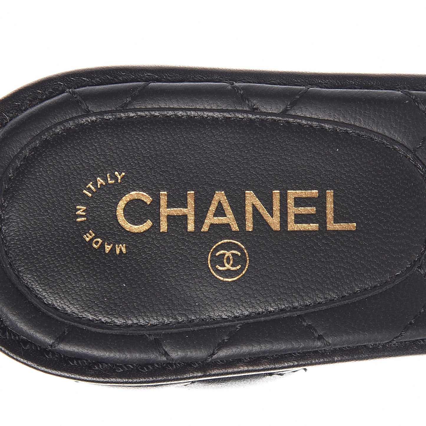 Lambskin Quilted CC Sandal Mules 37.5 Black
