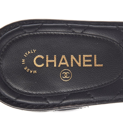 Chanel Lambskin Quilted CC Sandal Mules 37.5 Black 8 of 12