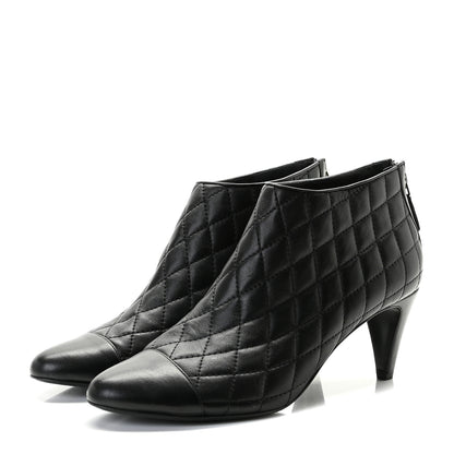 Chanel Calfskin Quilted Cap Toe Short Boots 40.5 Black 2 of 10