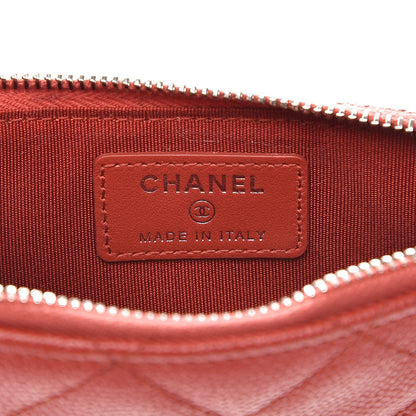 Chanel Caviar Quilted Flat Wallet Pouch Red 7 of 8