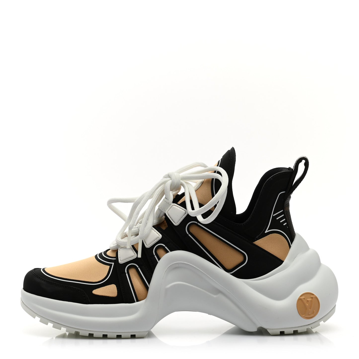 Calfskin Technical Nylon LV Archlight Sneakers 35.5 Beige Black