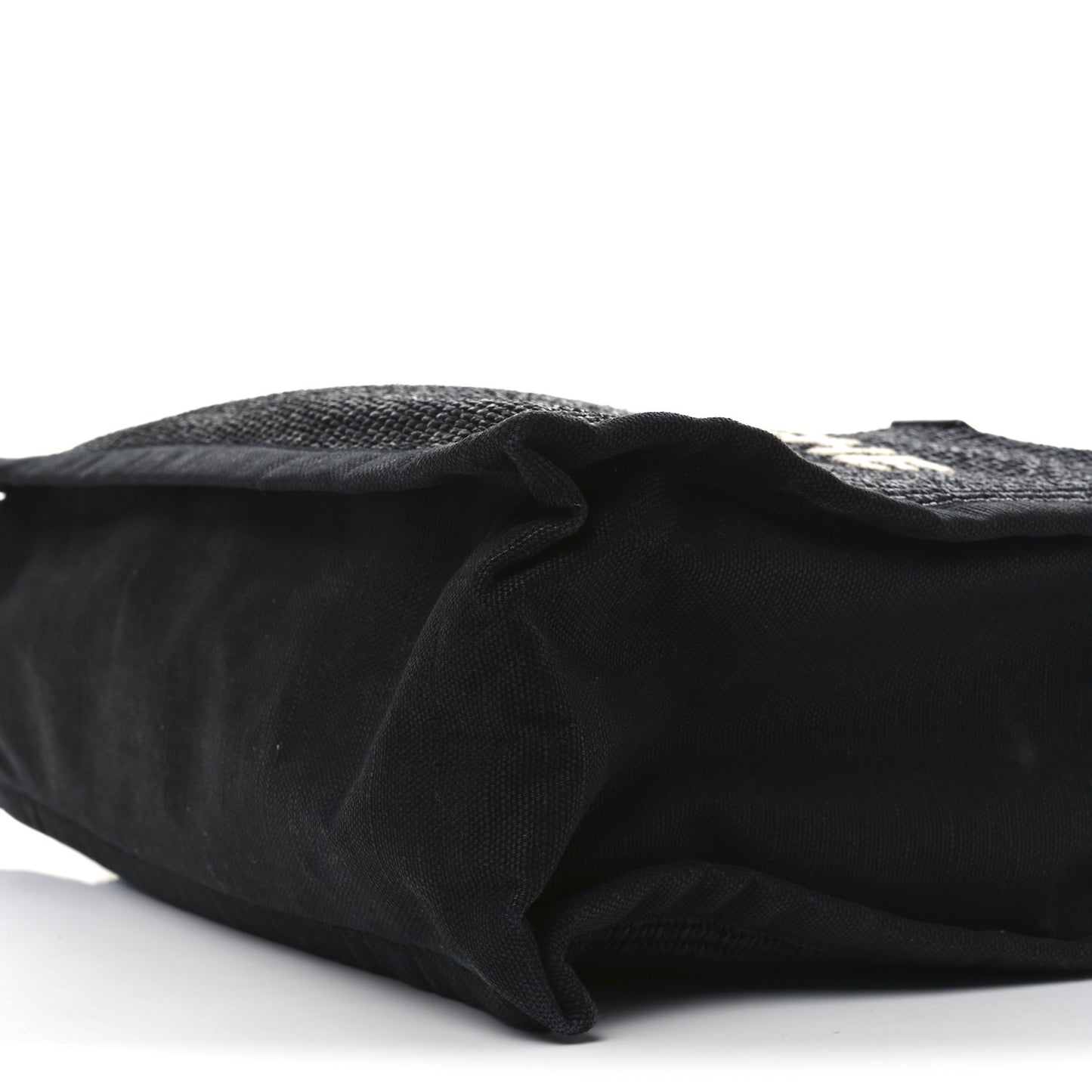 Raffia Linen Calfskin Rive Gauche Tote Black
