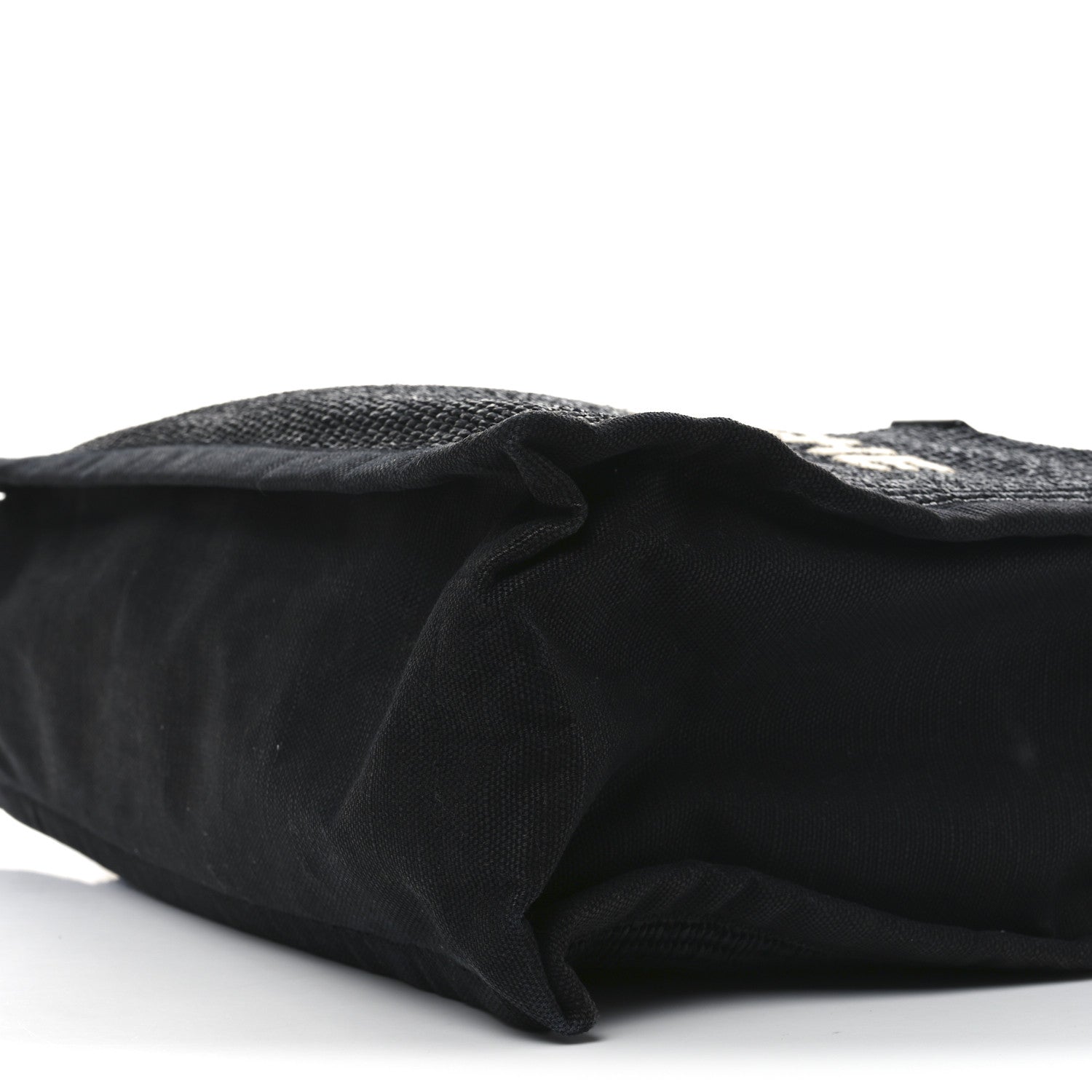 Saint Laurent Raffia Linen Calfskin Rive Gauche Tote Black 10 of 10