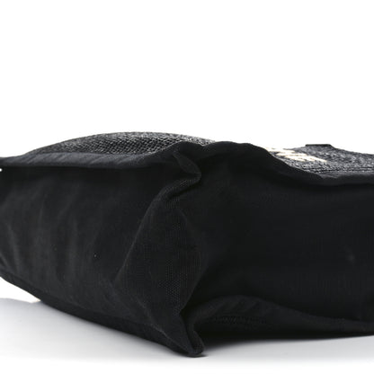 Saint Laurent Raffia Linen Calfskin Rive Gauche Tote Black 10 of 10