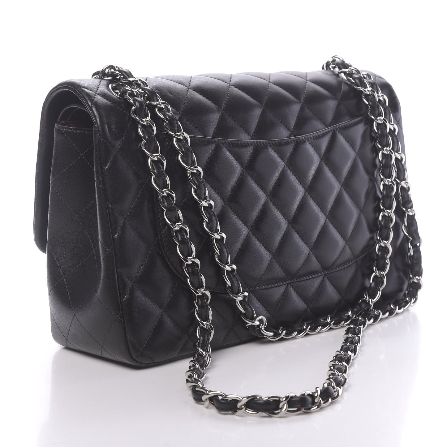 Lambskin Quilted Jumbo Double Flap Black