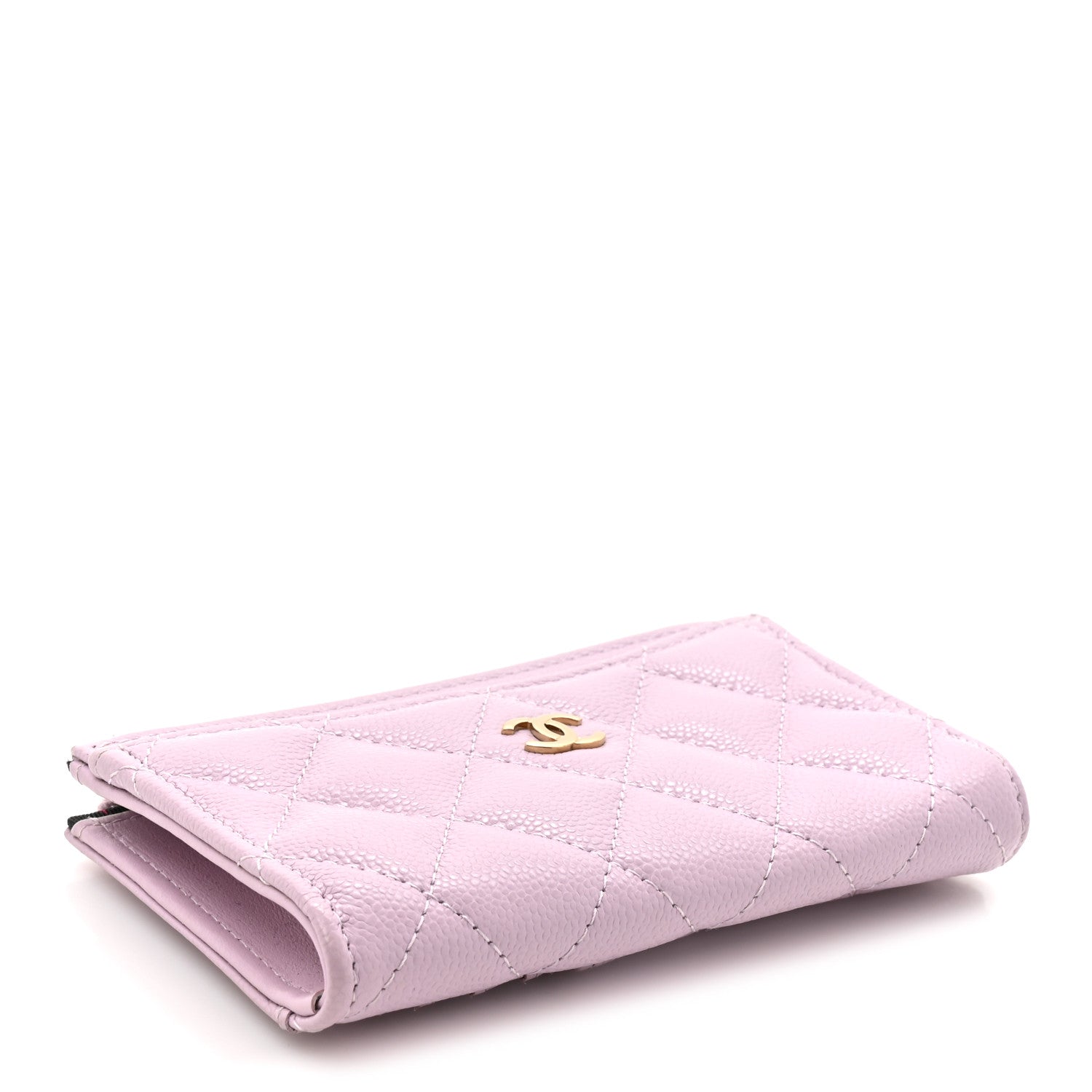 Chanel Caviar Quilted CC Zip Around Card Holder Light Purple