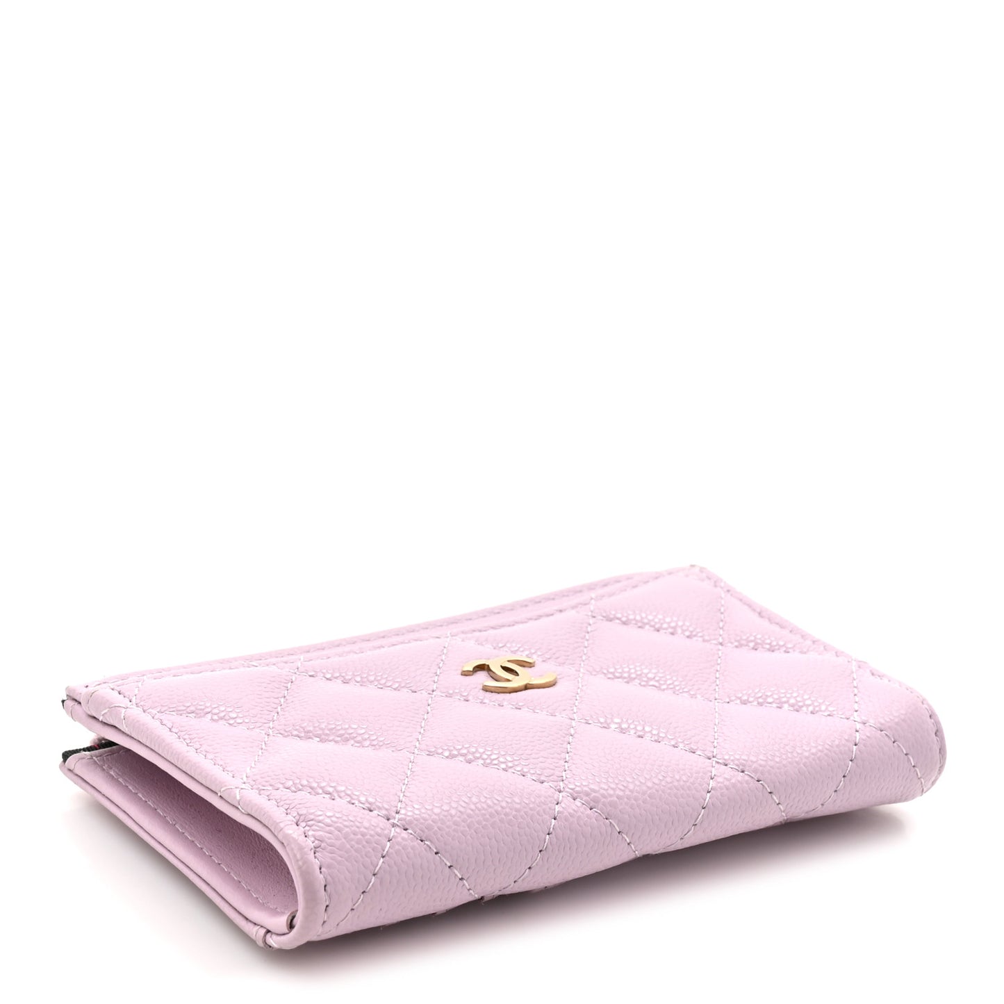 Caviar Quilted CC Zip Around Card Holder Light Purple