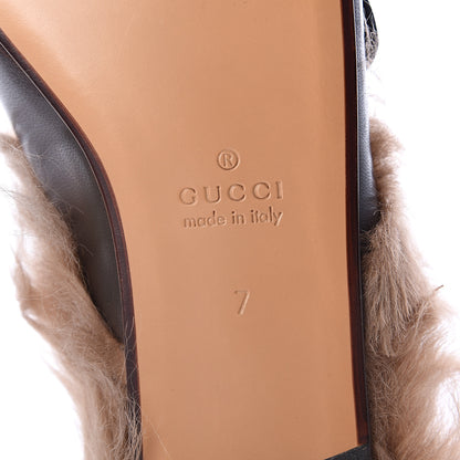 Gucci Goatskin Fur Web GG Mens Princetown Slippers 7 Cocoa 7 of 7
