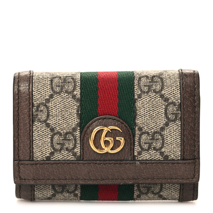 Gucci GG Supreme Monogram Web Ophidia Bi-Fold Wallet Beige New Acero 1 of 10
