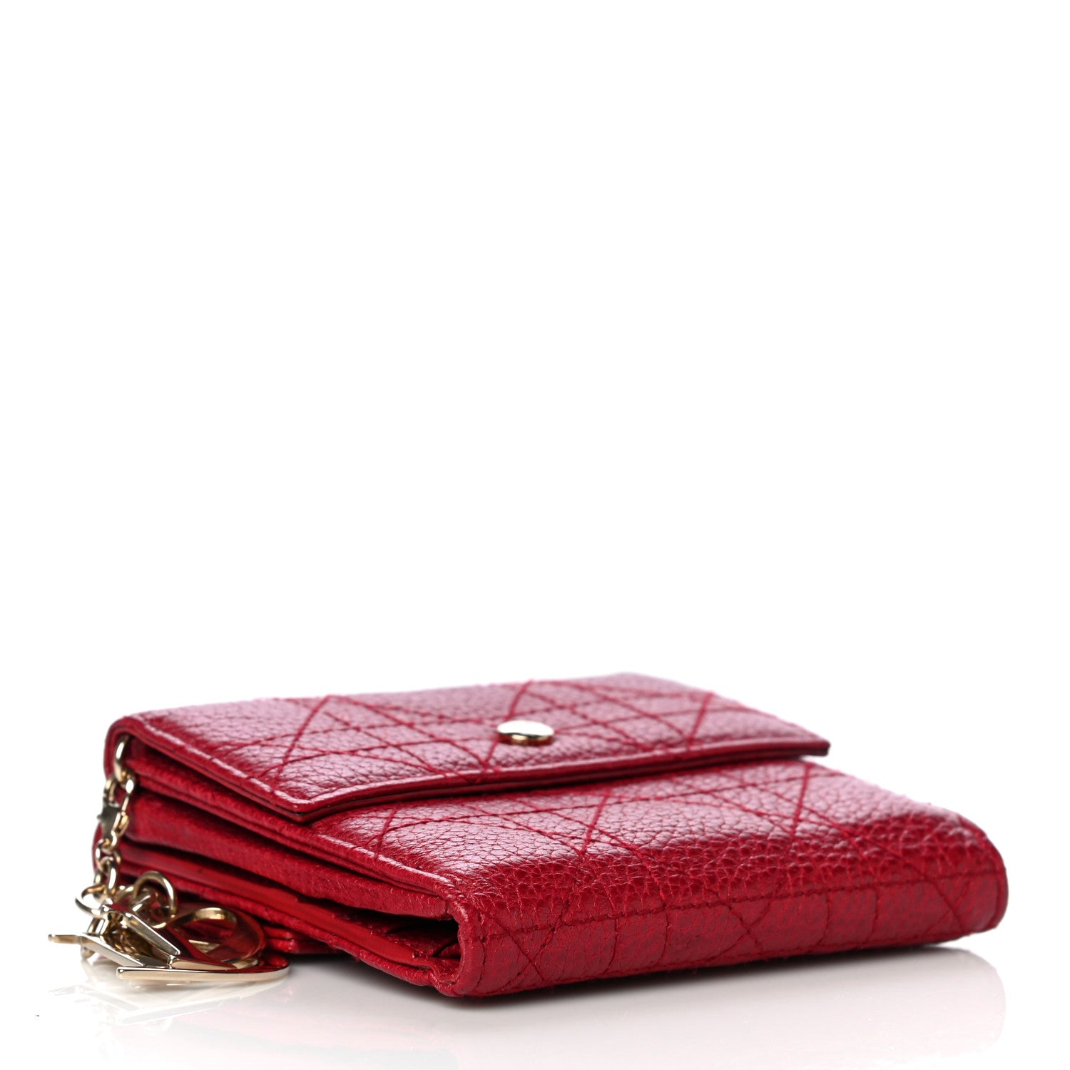 Christian Dior Grained Calfskin Cannage Lady Dior French Wallet Red 4 of 11
