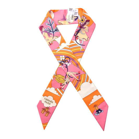 Silk Carres Volants Twilly Orange Rose Malaba