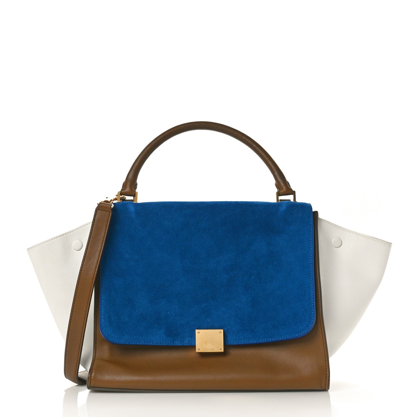 Smooth Calfskin Suede Tri-Color Trapeze Royal Blue