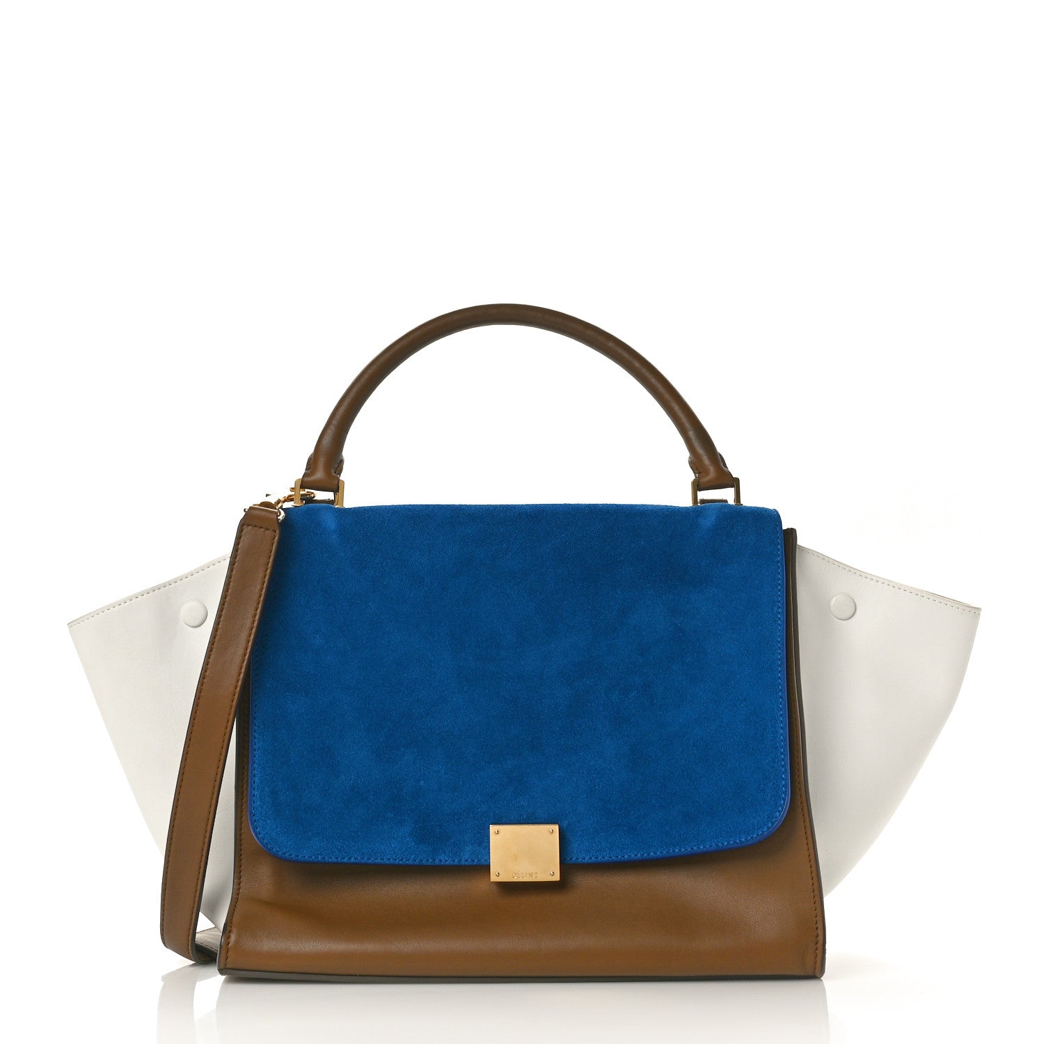 Celine Smooth Calfskin Suede Tri-Color Trapeze Royal Blue 1 of 10